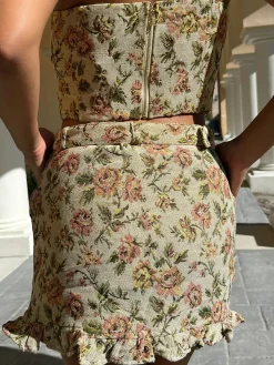 COMMENSE Vintage Floral Belted Skirt Set* Skirt Sets|Long Sleeve Sets