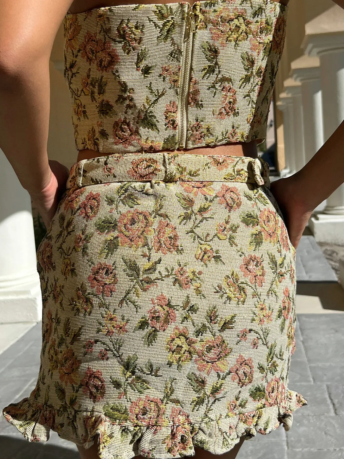 COMMENSE Vintage Floral Belted Skirt Set* Skirt Sets|Long Sleeve Sets