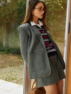 COMMENSE Vintage Lapel Pockets Blazer* Outerwear|Blazers