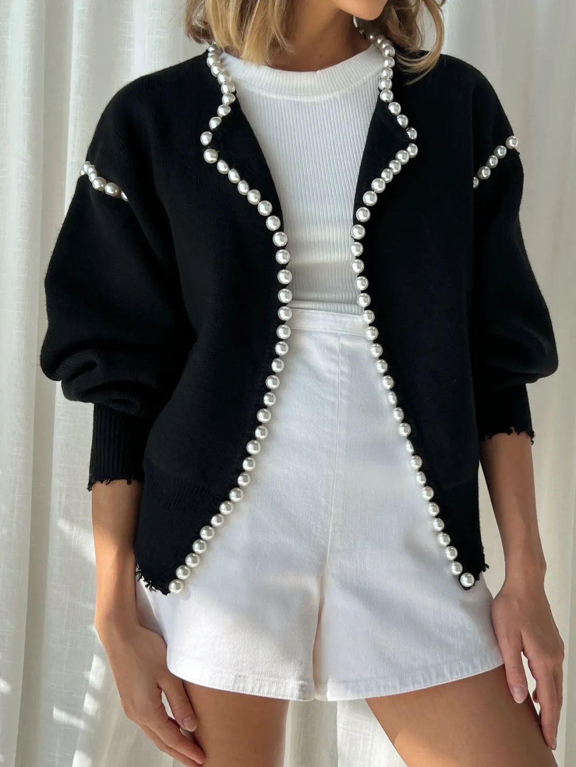 COMMENSE Vintage Pearl Edge Cardigan* Cardigans|Sweaters & Cardigans