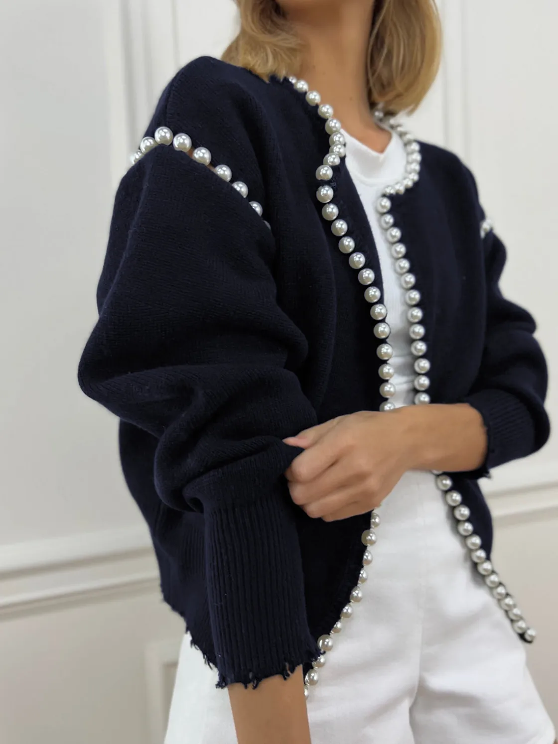 COMMENSE Vintage Pearl Edge Cardigan* Cardigans|Sweaters & Cardigans