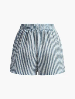 COMMENSE Vintage Pinstripe Button Shorts* Shorts|Bottoms