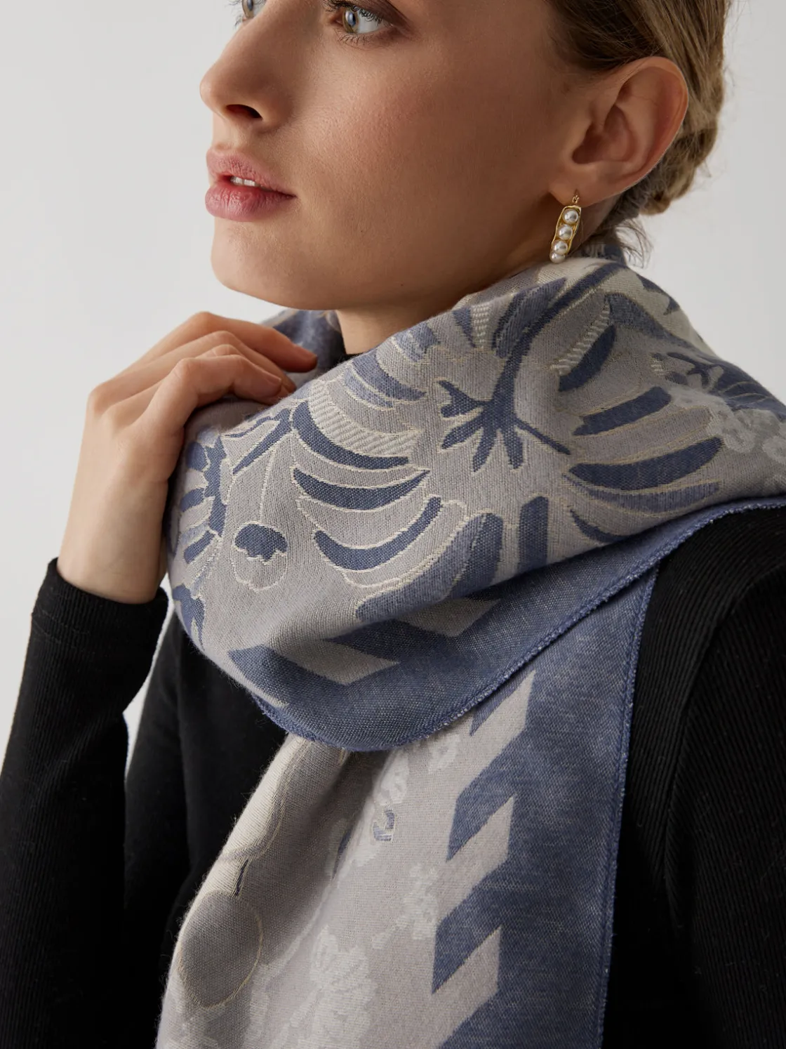 COMMENSE Vintage Plant Flower Jacquard Cotton Scarf* Accessories