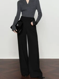 COMMENSE Vintage Pleated Wide-Leg Pants* Pants|Bottoms