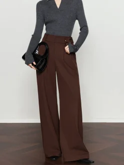 COMMENSE Vintage Pleated Wide-Leg Pants* Pants|Bottoms