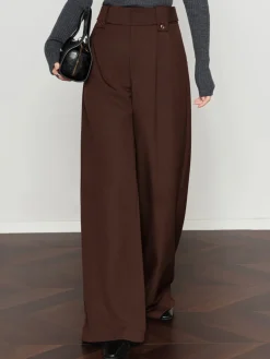 COMMENSE Vintage Pleated Wide-Leg Pants* Pants|Bottoms