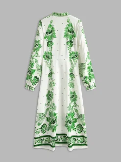COMMENSE Vintage Printed Button Long Dress* Vacation Dresses|Summer Dresses