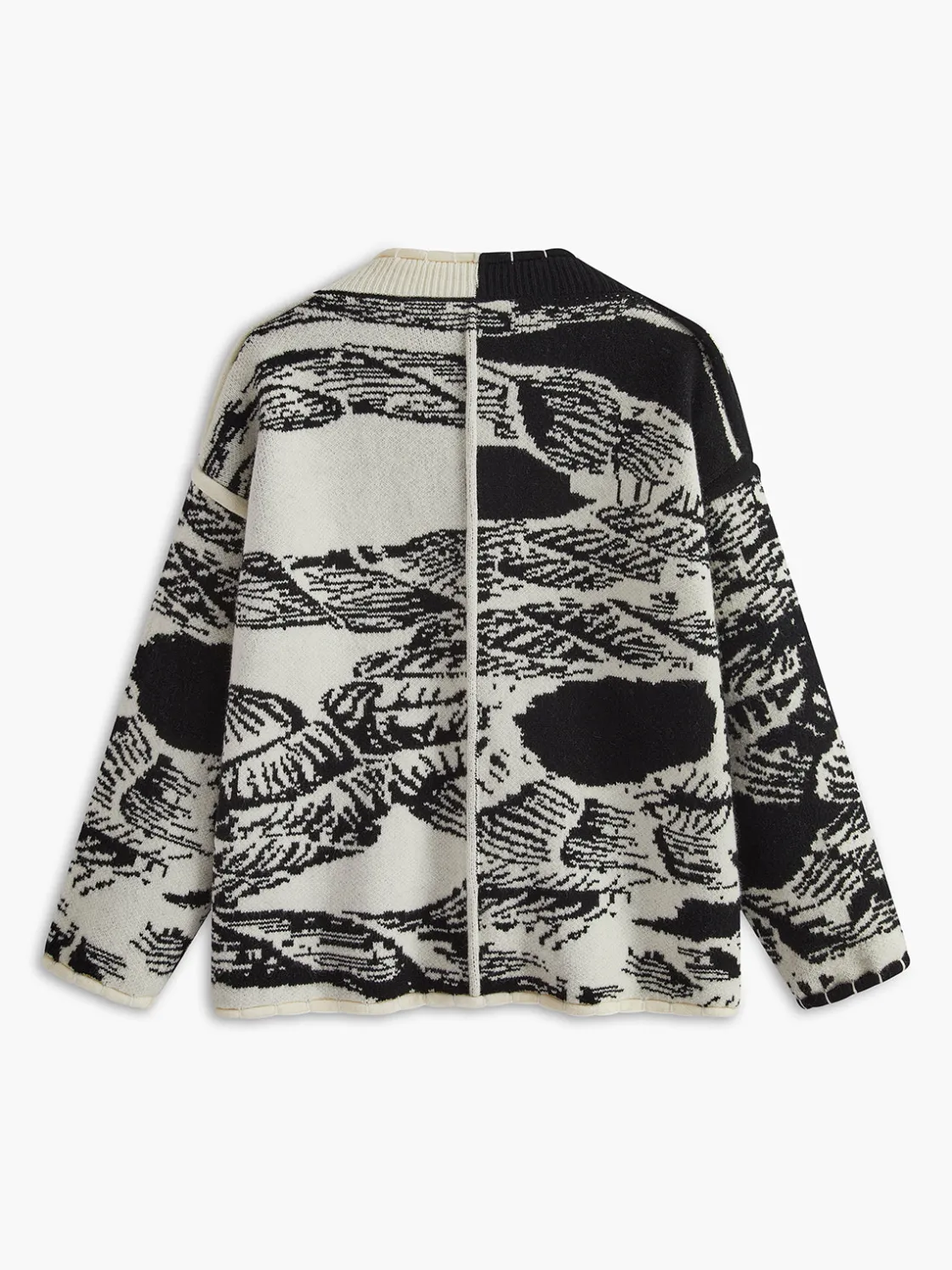 COMMENSE Vintage Printed Oversize Knit Outwear* Sweater Tops|Outerwear