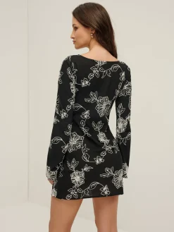 COMMENSE Vintage Pure Cotton Jacquard Dress* Black Dresses|Casual Dresses