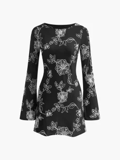 COMMENSE Vintage Pure Cotton Jacquard Dress* Black Dresses|Casual Dresses