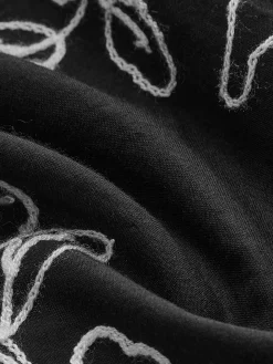 COMMENSE Vintage Pure Cotton Jacquard Dress* Black Dresses|Casual Dresses
