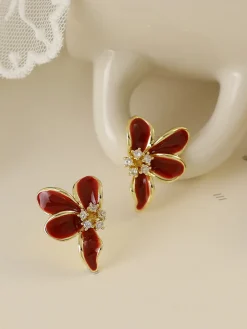 COMMENSE Vintage Rhinestone Floral Stud Earrings* Earrings|Accessories