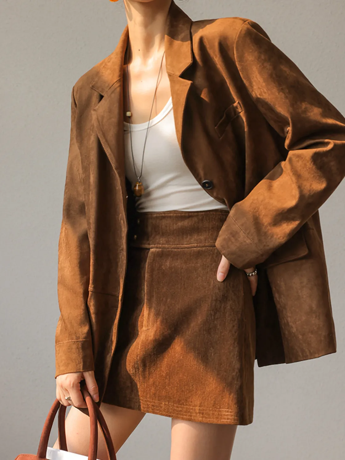 COMMENSE Vintage Suede Blazer* Outerwear|Blazers