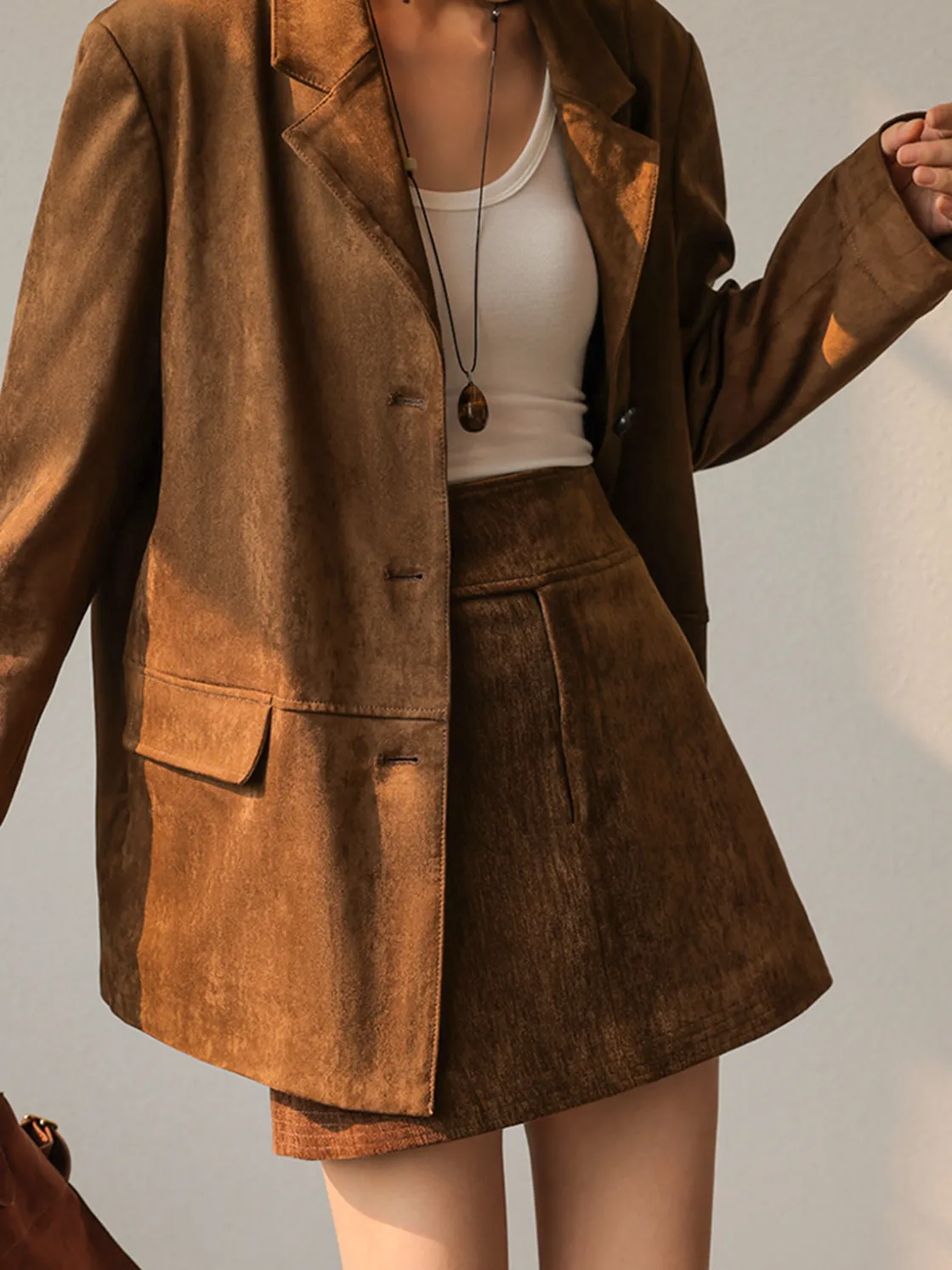 COMMENSE Vintage Suede Blazer* Outerwear|Blazers