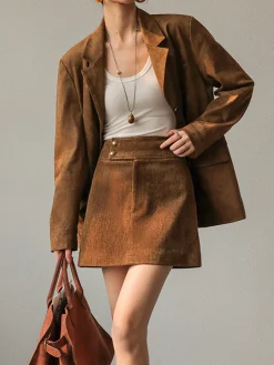 COMMENSE Vintage Suede Blazer* Outerwear|Blazers