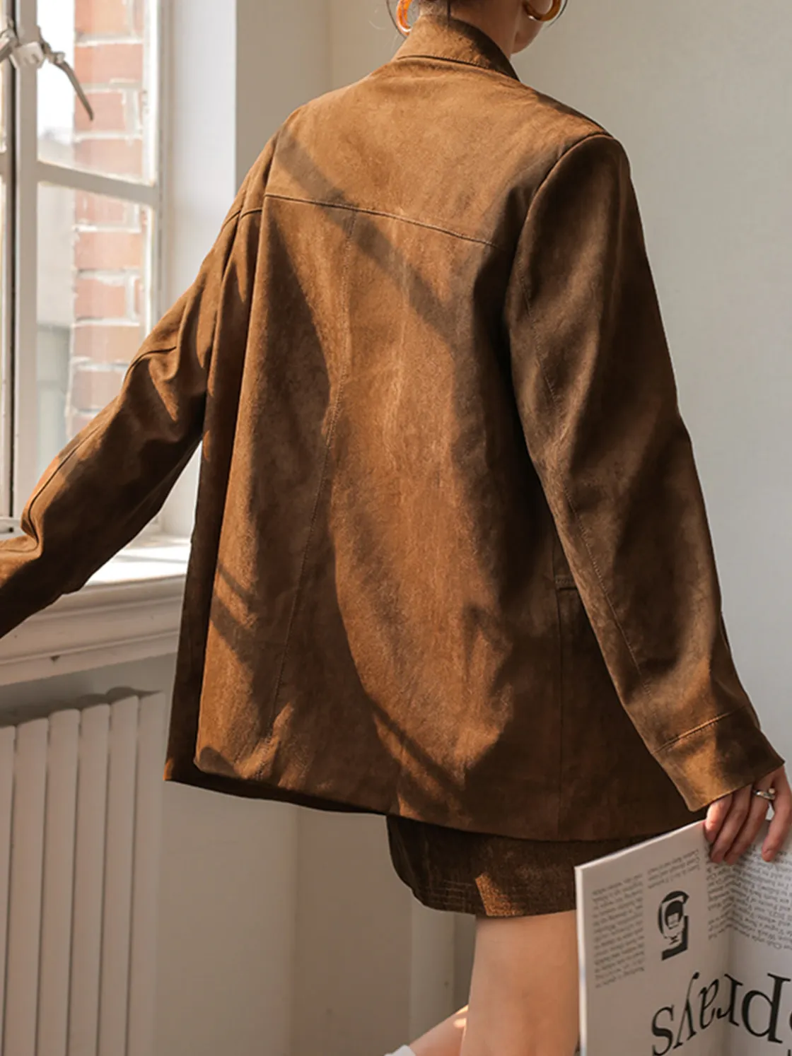 COMMENSE Vintage Suede Blazer* Outerwear|Blazers