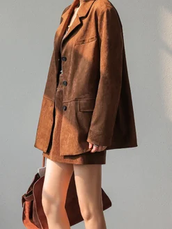 COMMENSE Vintage Suede Blazer* Outerwear|Blazers