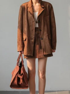 COMMENSE Vintage Suede Blazer* Outerwear|Blazers