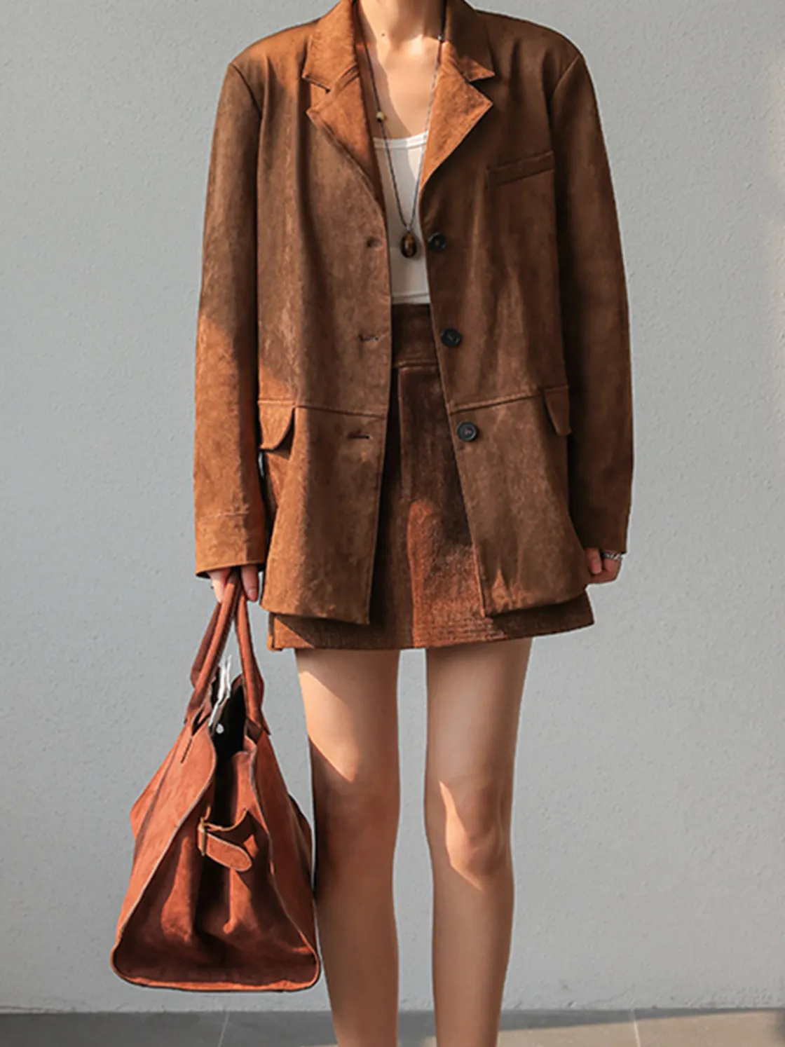 COMMENSE Vintage Suede Blazer* Outerwear|Blazers