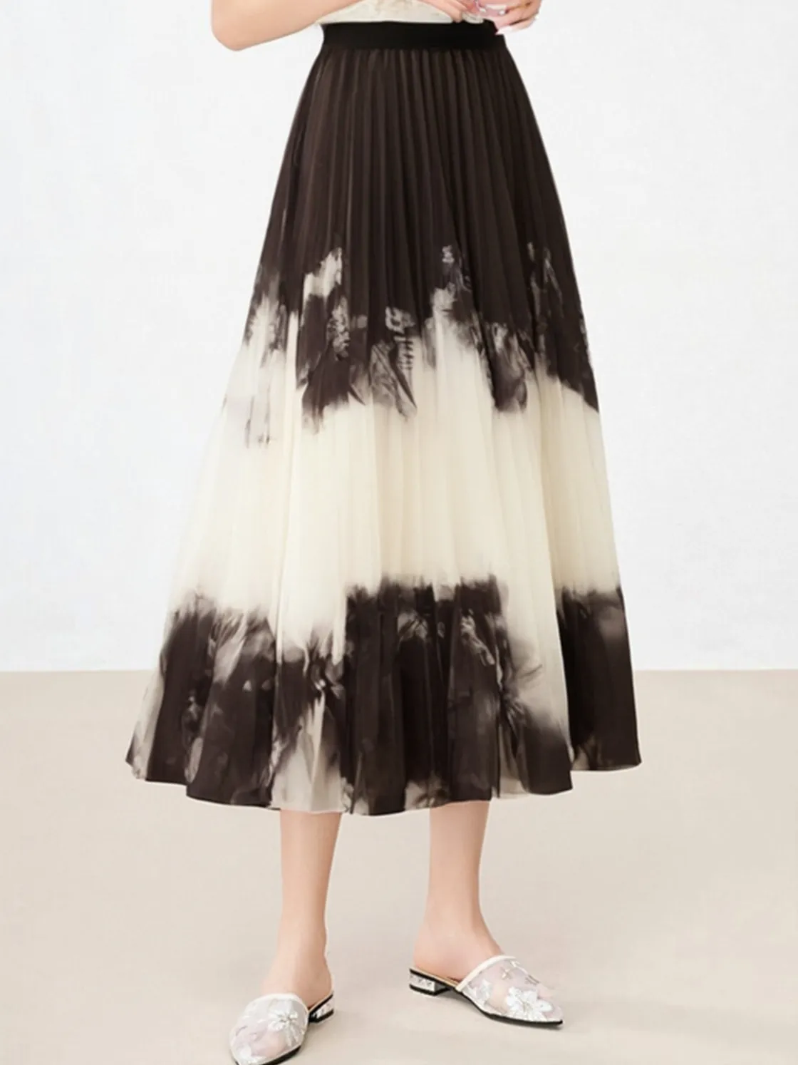 COMMENSE Vintage Tie Dye Pleated Skirt* Skirts|Bottoms