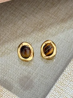 COMMENSE Vintage Tiger Eye Earrings* Earrings|Accessories