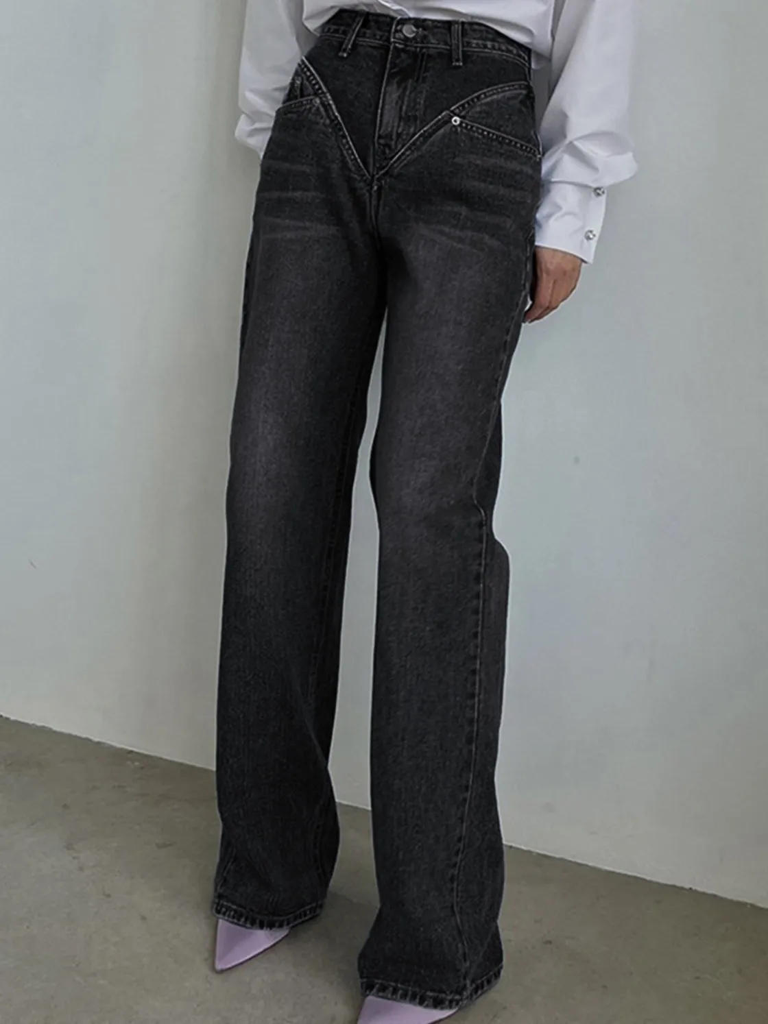COMMENSE Vintage Wash Denim Straight Leg Jeans* Jeans|Pants