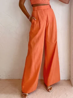 COMMENSE Vitamin C Linen Cotton Wide Leg Pants* Wide Leg|Pants