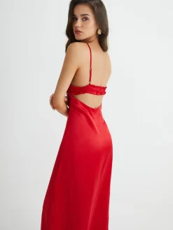 COMMENSE V-Neck Backless Tie Front Long Dress* Cocktail & Party Dresses|Summer Dresses