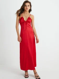 COMMENSE V-Neck Backless Tie Front Long Dress* Cocktail & Party Dresses|Summer Dresses