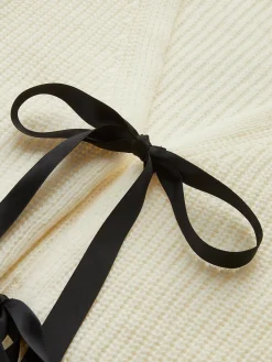 COMMENSE V-Neck Bow Ribbed Cardigan* Cardigans|Sweaters & Cardigans