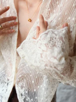 COMMENSE V-Neck Button Floral Sheer Shirt* Blouses & Shirts|Tops