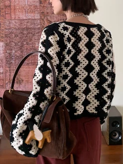 COMMENSE V-Neck Chevron Breasted Cardigan* Knitwear|Tops