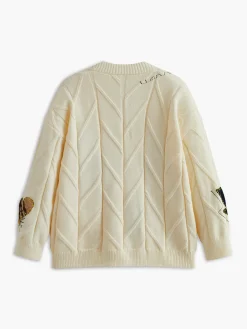 COMMENSE V-Neck Colorful-Button Cable Cardigan* Knitwear|Tops