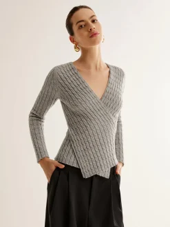 COMMENSE V-Neck Criss Cross Knit Top* Sweater Tops|Sweaters & Cardigans