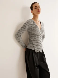 COMMENSE V-Neck Criss Cross Knit Top* Sweater Tops|Sweaters & Cardigans