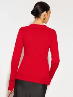 COMMENSE V-Neck 3D Flower Skinny Knit Top* Knitwear|Tops