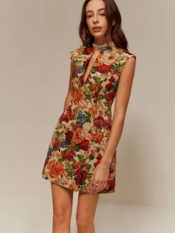 COMMENSE V-Neck Floral Zipper Tank Dress* Floral Dresses|Cocktail & Party Dresses