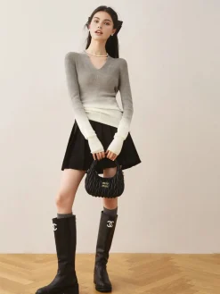 COMMENSE V-Neck Gradient Slim Knit Top* Sweater Tops|Sweaters & Cardigans