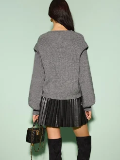 COMMENSE V-Neck Lantern Sleeve Knotted Sweater* Knitwear|Tops