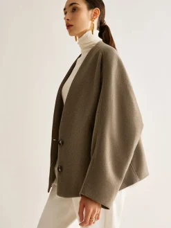 COMMENSE V-Neck Loose Warm Jacket* Outerwear|Jackets