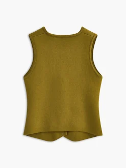 COMMENSE V-Neck Metal-Breasted Jersey Vest* Vests|Outerwear