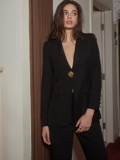 COMMENSE V-Neck Metal-Button Split Blazer* Outerwear|Blazers