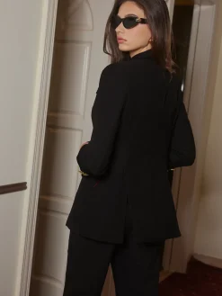 COMMENSE V-Neck Metal-Button Split Blazer* Outerwear|Blazers