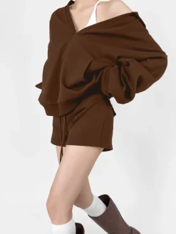 COMMENSE V-Neck Oversized-Pocket Hoodie* Sweatshirts & Hoodies|Tops