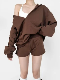 COMMENSE V-Neck Oversized-Pocket Hoodie* Sweatshirts & Hoodies|Tops