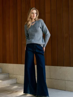 COMMENSE V-Neck Plain Pullover Sweater* Sweater Tops|Sweaters & Cardigans