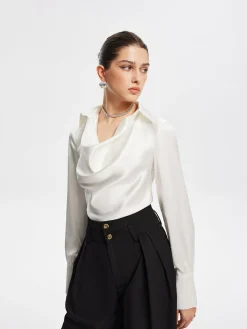 COMMENSE V-Neck Pleated Long Sleeve Blouse* Blouses & Shirts|Tops