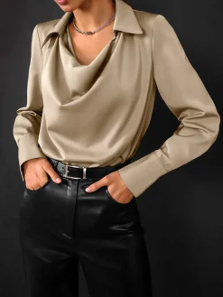 COMMENSE V-Neck Pleated Long Sleeve Blouse* Blouses & Shirts|Tops