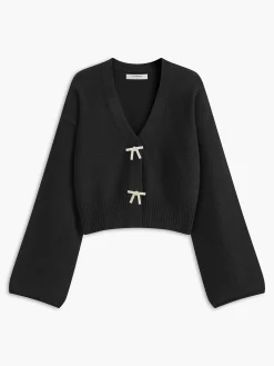 COMMENSE V-Neck Rhinestone-Bow Cardigan* Cardigans|Sweaters & Cardigans