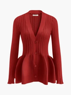 COMMENSE V-Neck Ruffle Button Cardigan* Knitwear|Tops